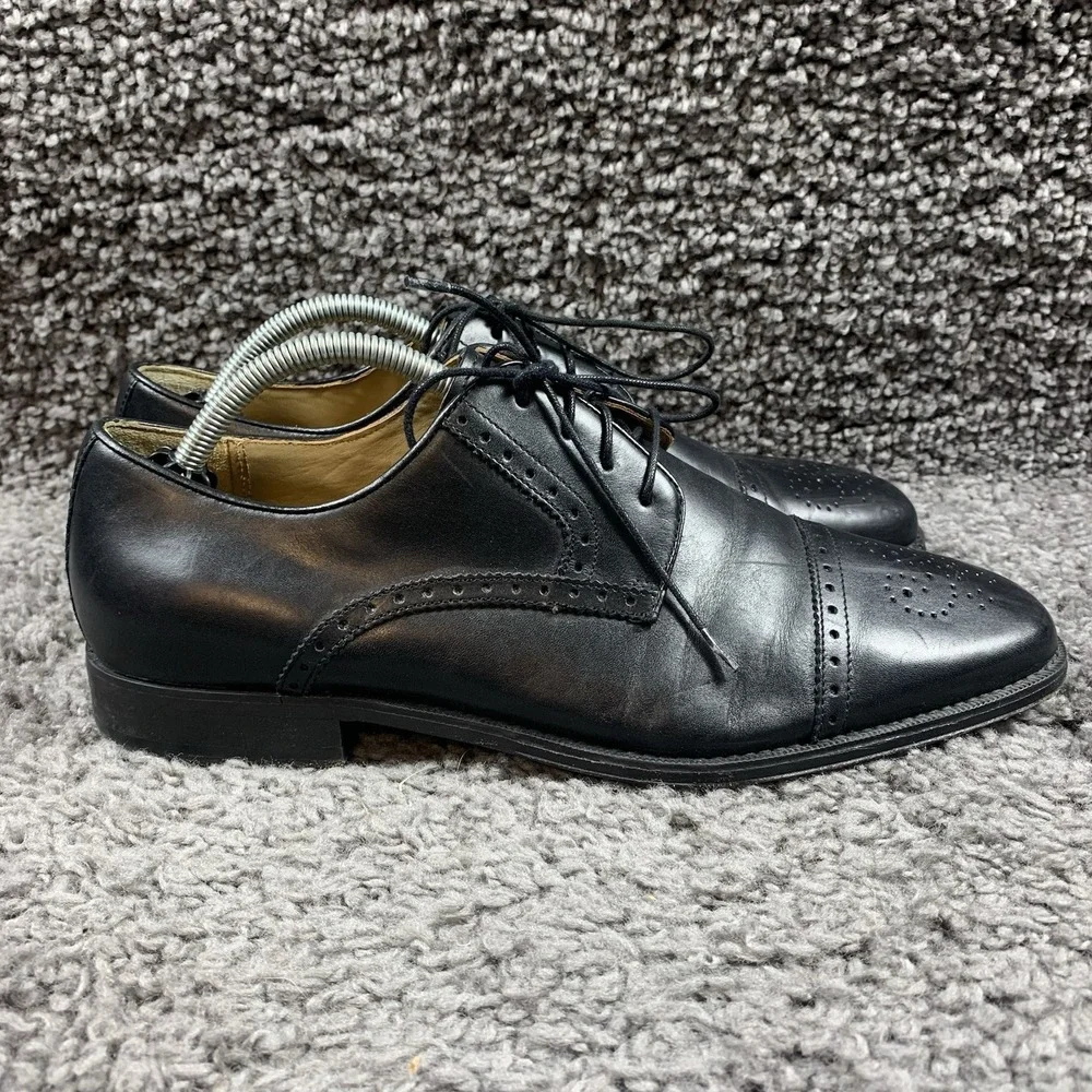 Brass Boot Men's 10 M Black Leather Dress Cap Toe Shoes